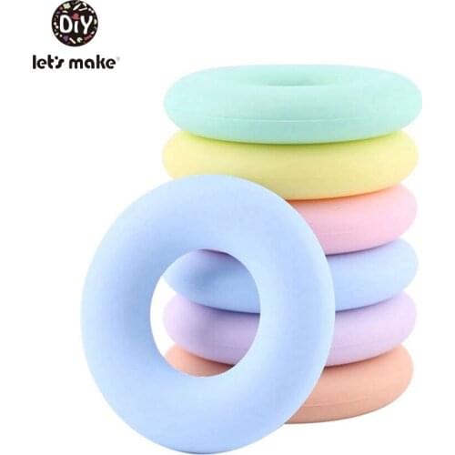 Lets Make Candy Color Silicone Ring DIY Jewelry 40mm 20pcs Food Grade Silicone Nursing Necklace Accessory Teether Pendants