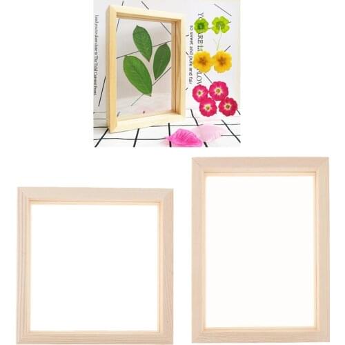Creative double-sided glass specimen transparent wooden frame 2Pcs