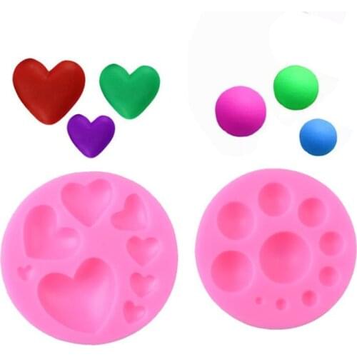 Love Heart Round Silicone Mold DIY Colorful Sweet Ball Bead Fondant Chocolate Candy Paste Cake Decorating Tool Molds