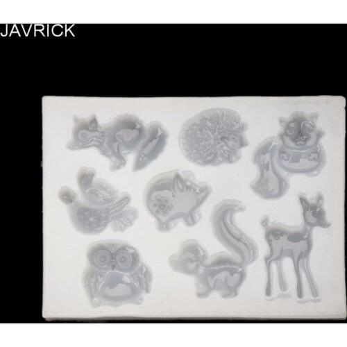 Forest Animal Silicone Mold Fox Squirrel Pig Elk Owl Animal Resin Jewelry Mold