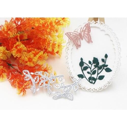 Leaves Branches Frame Metal Cutting Dies 2021 Stencils Die Cut for DIY Scrapbooking Album Paper Card Embossing