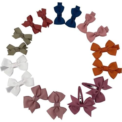 Boutique Baby Hair Clips Toddler Tiny Hair Bow Snap Clips Infant Baby Girls Kids Hairbow 16 PCS