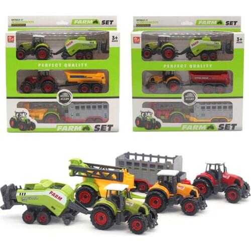 Mini Diecas Farm Tractor Vehicle Car Carriage Model Set Collection Kid Toy Car toy desktop decoration miniature size Collect toy