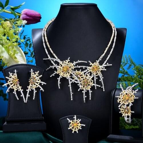 Missvikki Luxury Original Chic style 4PCS Necklace Bracelet Earrings Ring Gorgeous Dubai Jewelry Sets For Women Wedding Bridal