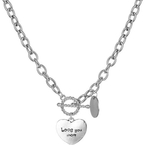 Fashion Lover Pendant Necklace Punk Metal Thick Chain OT Buckle Clavicle Chain Necklace For Women Best Couple Necklace Jewelry