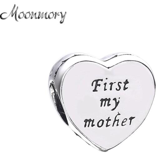 Moonmory Real 925 Sterling Silver Charm Love Bead Hearts Shape Fit Brand Bracelet DIY Jewelry Accessory For Mother Gifts