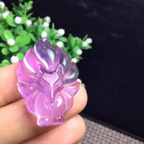 Natural amethyst nine - tailed fox fox charm fox pendant necklace pendant female style jewelry jewelry recruit peach blossom 35m