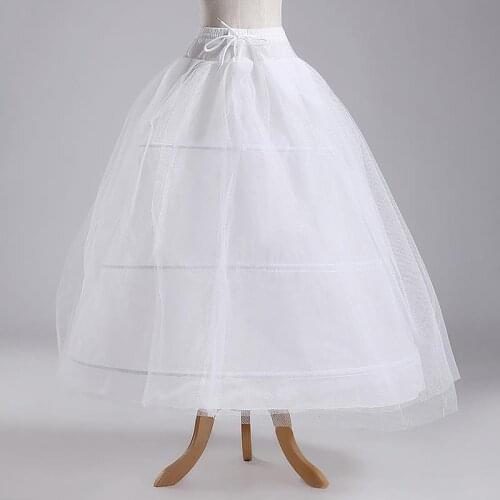 Cheap Tulle Petticoat Crinoline 3-Hoops White Wedding Bridal Underskirt Slip PETTICOAT/CRINOLINE Women Lady wear Petticoats