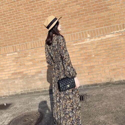 New V-neck Dress Womens Vintage Floral Long Dress Woman Dresses Vestido De Mujer Femme Robe