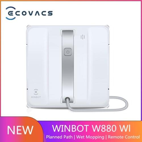 New ECOVACS WINBOT W880 WI Auto Cleaning Robot Window Vacuum Cleaner 2800pa 30-min Backup Battery Safety Tether Remote Control