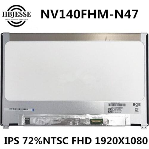 Original 14'' IPS LCD Screen Panel Display Matrix 72%NTSC NV140FHM-N47 For DELL latitude 7480 E7480 FHD 1920x1080