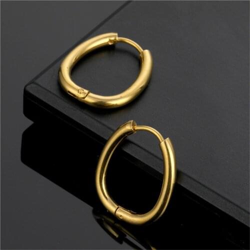 Simple Geometric Hoop Earrings Stainless Steel Gold Color Circle Creole Earrings for Women Fashion Punk Jewelry Brincos 2020