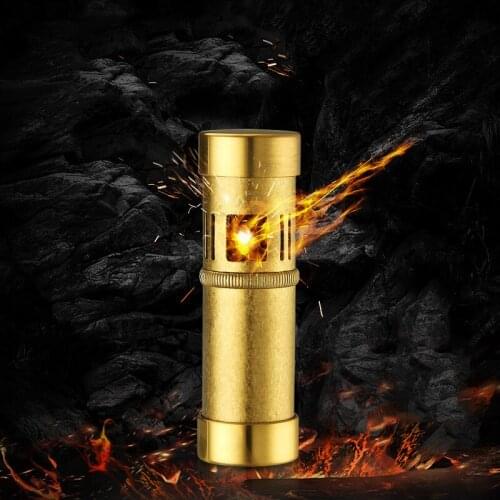 Hand copper brass kerosene lighter retro trench press ejection ignition military mechanical cigarette lighter collection