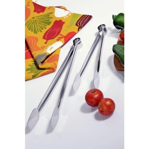 Sampurchase Stainless Steel 2'li Long and Short Grid Tong Set