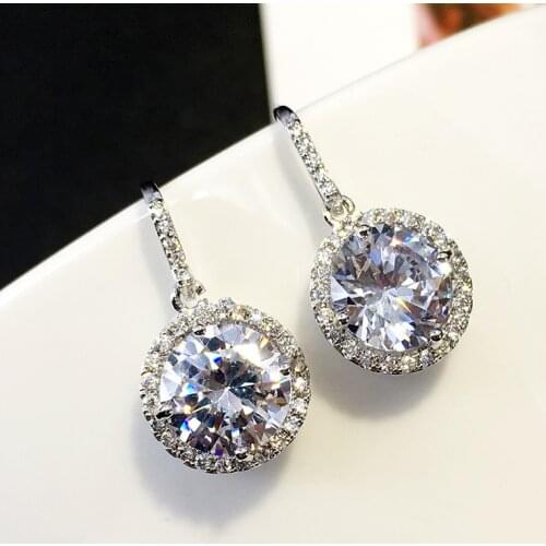 Sexy Drop Earrring AAAAA zircon cz 100% Real 925 sterling silver Party Wedding Dangle Earrings for women Fashion Jewelry Gift