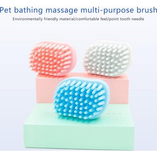 Dog Cat Beauty Cleaning Bath Massage Brush Pet Shower Dog Brush Loose Hair Remove Comb Pet Grooming Supplies, 3 Colors