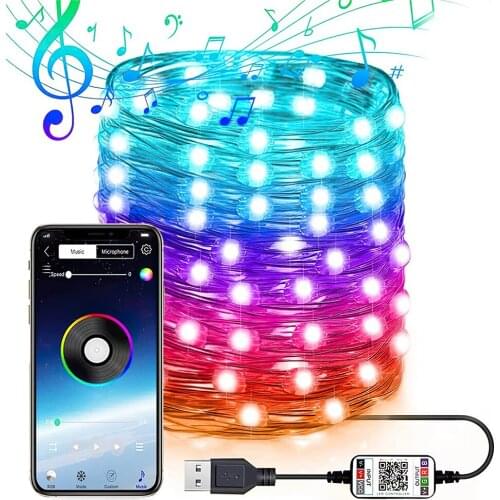 LED String Lights Bluetooth App Control Outdoor Fairy Lights for Christmas Tree Decoration String Lamp Waterproof