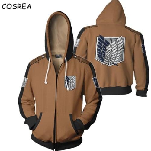 Attack on Titan Hoodie Sweatshirt Top Coat Streetwear Men Cosplay Costume Halloween Hoodie Boys All Might Zipper Jacket Female