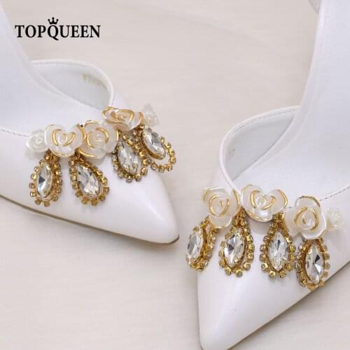 TOPQUEEN-X29Alloy Rhinestone Shoes Clips Bridal Wedding Shoes Decorative Fashion Shoe Accessories, Charm Glass Drill Shoe Buckle