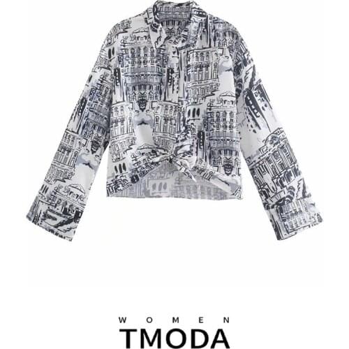 TMODA1251 Vintage Women Bow Tie Button Shirts 2021 Summer Fashion Ladies Long Sleeve Blouse Streetwear Girls Chic Sweet Tops
