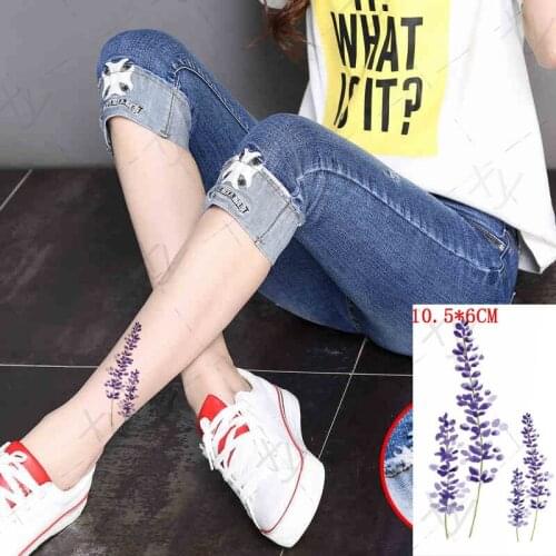 Waterproof Temporary Tattoo Sticker Ins Purple Lavender Small Flower Sexy Body Art Flash Tatto Fake Tatoo for Women Men