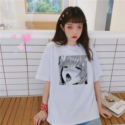 Harajuku Japanese Print Women T-shirt Fashion Casual Short Sleeve Top Female T-Shirts Cartoon Clothes Vintage Graphic T Shirts