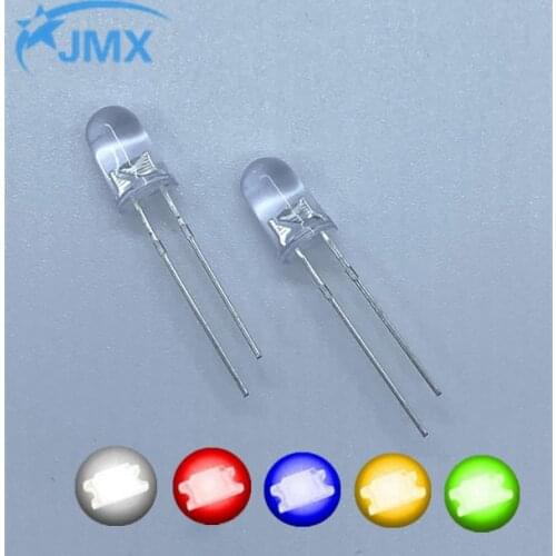 100pcs /lot Transparent Round 5mm super bright water clear Green Red white Yellow Blue Light LED bulbs emitting diode F5