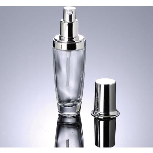 10 pcs/lot 50ML Emulsion Packing Bottle Glass Press Pump Bottle Transparent Empty Cosmetic Container Travel Essence Liquid Vial