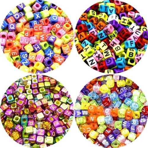 100pcs/lot 6mm Acrylic Spacer Beads Letter Beads Alphabet Beads For Jewelry Making DIY Handmade Accessories