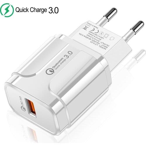 18W Qualcomm QC 3.0 4.0 Fast charger Quick Charge 3.0 USB portable Charging Mobile Phone X Xs Charger For iPhone Samsung Xiaomi