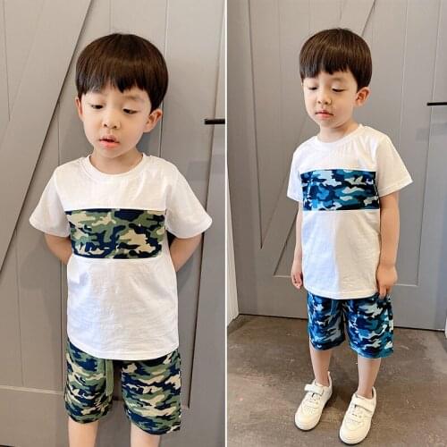 2020 Summer Boy Clothing Set Short Sleeve Cotton T-Shirt +shorts Pants Children Sports Suit Kids Boy Clothes Sets BC934