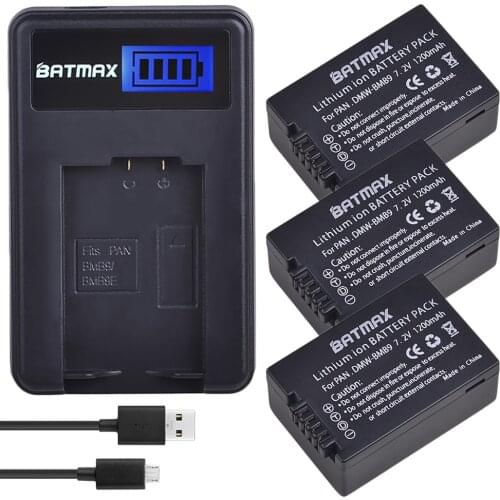3Pcs 1200mAh DMW BMB9 BMB9E Battery Accu+ LCD USB Charger for Panasonic DMC-FZ40 FZ45 FZ47 FZ48 FZ100 FZ150 Cameras
