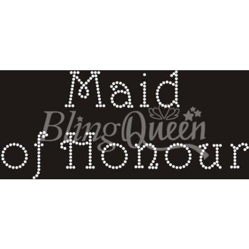 BlingQueen 25PCS/LOT Custom Hot Fix Iron On Rhinestone Transfers Maid of Honour Design