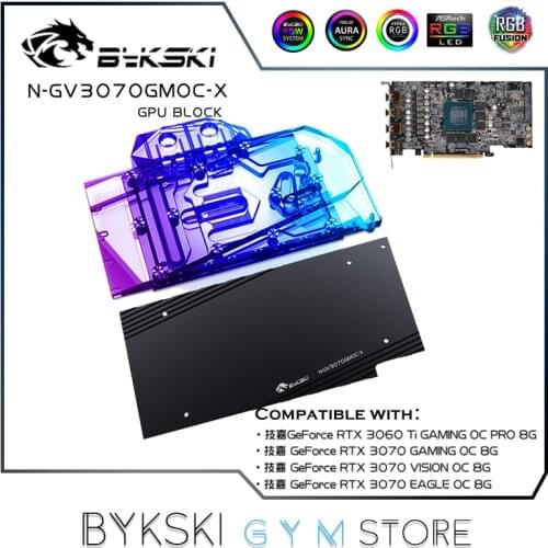Bykski GPU Water Block For Gigabyte GeForce RTX 3070 Graphics Card,VGA Cooler 12V RGB/5V ARGB/SYCN,N-GV3070GMOC-X