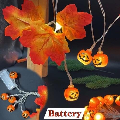 1.5m/3m Halloween String Lights 10/20LEDs Maple Leaves Pumpkin Light Xmas Night Light Holiday Fairy Lights Home Garden Decor