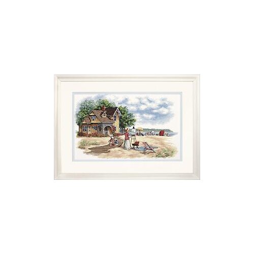 COTTON Top Quality Lovely Cute Counted Cross Stitch Kit Seaside Retreat Painter Artist and Wooden House dim 35177