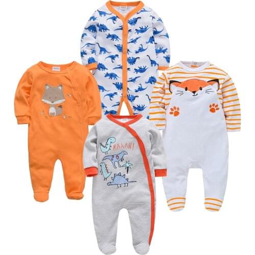 Kavkas Baby Boy Rompers 2 4 Pcs/Lot Cotton Long Sleeve Cartoon Printing Clothes Autumn Newborn Boy Girl Pajamas Overalls
