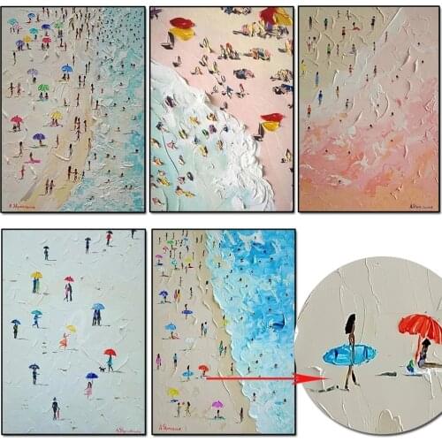Summer Beach Landscape Oil Painting HD Print Poster Living Room Modern Home Decoration Abstract Art Painting