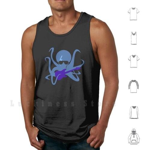 Rocktopus [ Blue ] Tank Tops Vest Sleeveless Rocktopus Rock Octopus Glam Punk Metal Classic Music Creatures Animals Cartoon