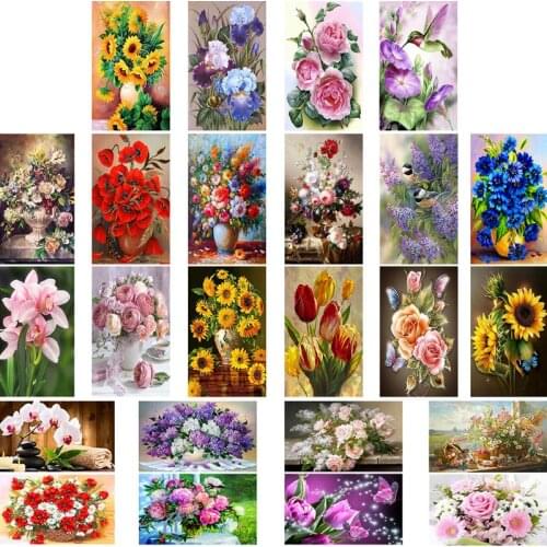 Beautiful Flower DIY 5D Full Drill Diamond Painting Embroidery Cross Stitch Kit Rhinestone Home Decor Craft Gift 24 Styles