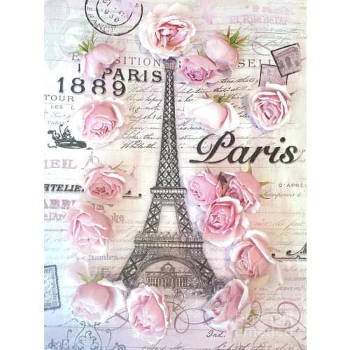 JMINE Div 5D paris eiffel tower rose flower Full Diamond Painting cross stitch kits art Scenic 3D paint by diamonds