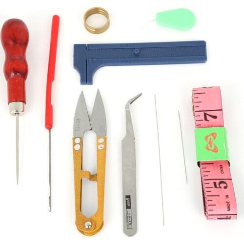 ASON DIY Jewelry Tool Set Needle Cutting Ruler Material Package Scissors/Awl/Plastic Caliper/Soft Ruler/Ring/Leader/Tweezers