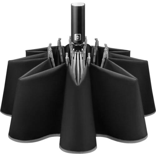 German 10 Bone Three-Folding Inside-out Umbrella Advertising Rain Gear Outdoor Automatic Reverse Parasol with Reflective Strips