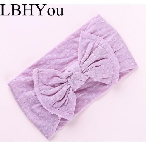 1pcs Cute Knot Bows Nylon Headbands,One Size Fit Most Newborn Baby Girls Wide Turban Headwraps,Kids Girls Polka Dot Hairbands