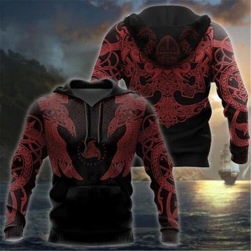 New VIKING MUNINN TATTOO 3D Printed Men Hoodie Harajuku Fashion Hooded Sweatshirt Autumn Unisex hoodies sudadera hombre WS5478