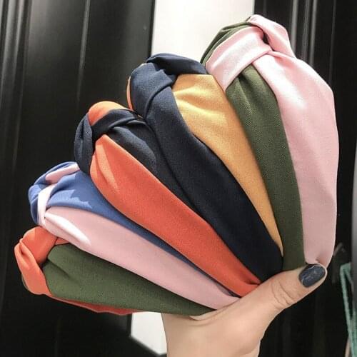 Women Hairbands For Girl Fabric Two Colors Cross Hair Hoops Knot Headbands Wide Side Brand Hair Accessories