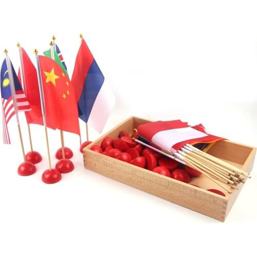 37pcs) Flags of the Worlds Montessori Materials for Geography Area Early Educational Toys for Culture Equipment for School