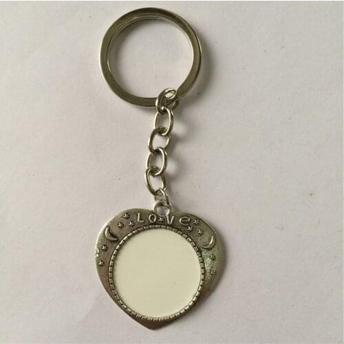 Blank retro key chains for sublimation love heart key ring jewelry thermal transfer printing diy blank Customized supplies A3997