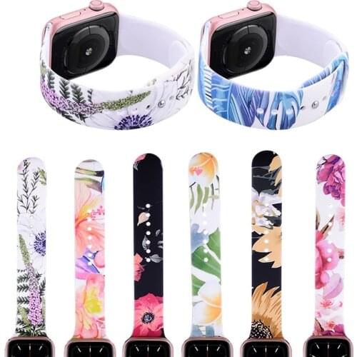 Lavender Sunflower Sakura Ladies Smart Watch Band is suitable for Apple Watch 38 40 42 44mm iWatch series2 3 4 5 6sE