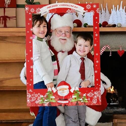 Christmas Paper Frame Photo Booth Props Merry Christmas Party Decoration Photo Frame Xmas Photobooth 2020 New Year 2021 Decor